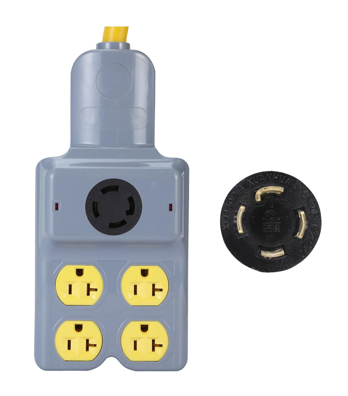 NEMA L14-30P to 4 Port 5-15R 5-20R L14-30R 3 Feet 5 Outlet Overload Current Protector 120/240V 30 Amp 4 Prong Twist Lock Male Plug to Female Receptacle Home Appliance RV Generator Power Cord Adapter