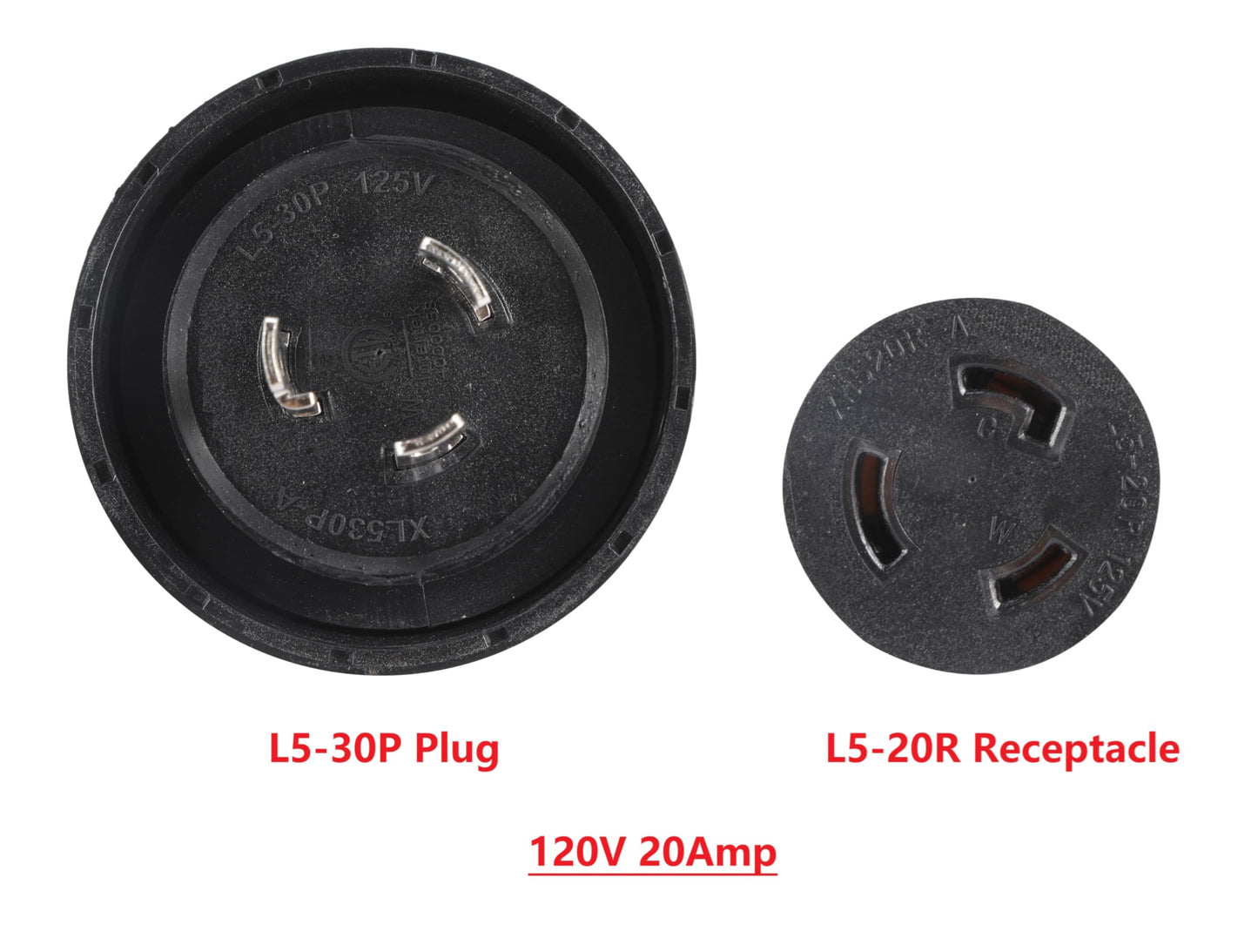 ONETAK NEMA L5-30P to L5-20R Power Cord Adapter 120V 20 Amp 3 Prong Twist Lock Male Plug to Female Receptacle for Dryer Welder RV Camper