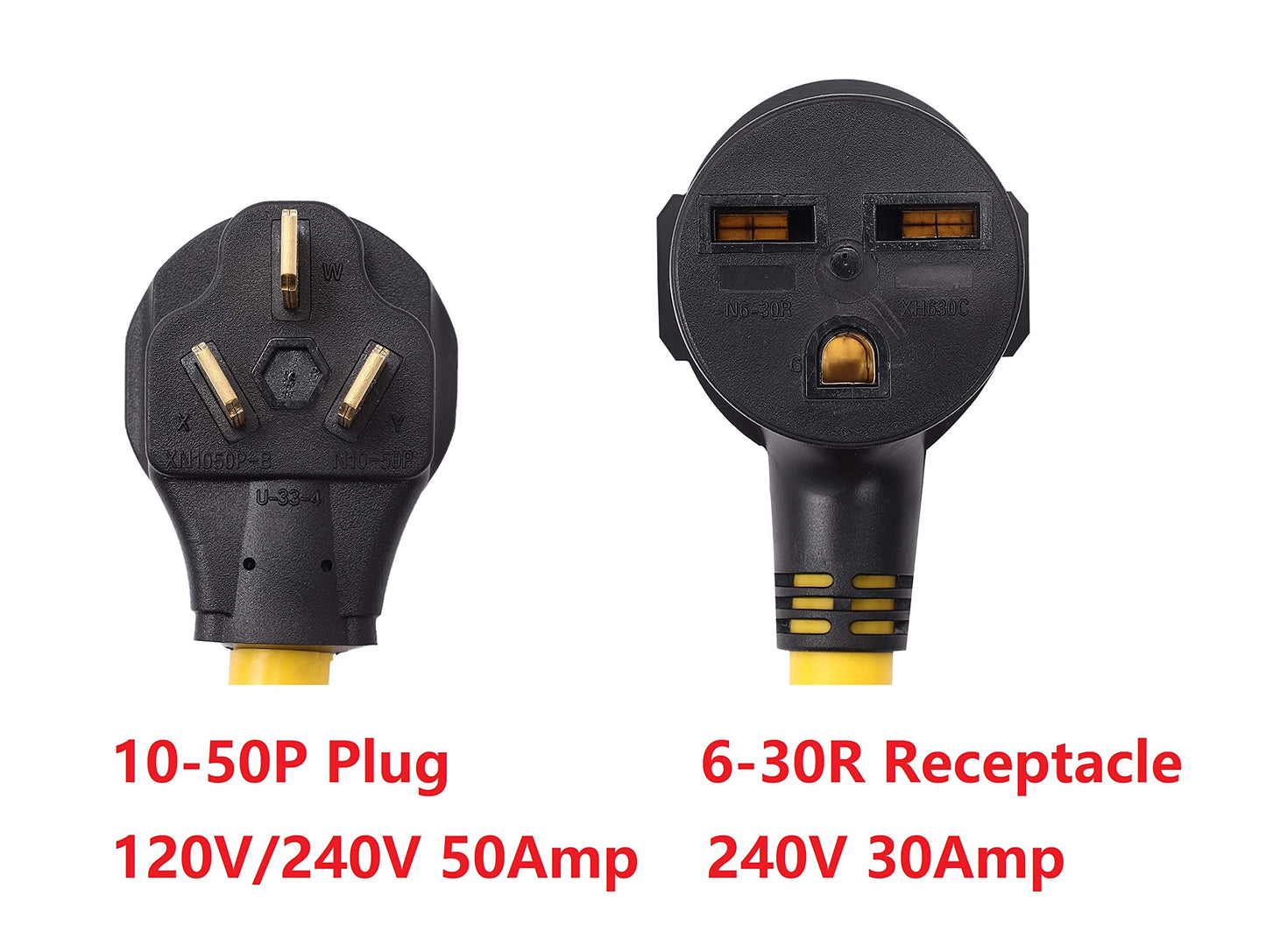 ONETAK NEMA 10-50P to 6-30R 240V 30 Amp 3 Prong Male Plug to 3 Prong Female Receptacle Dryer EV Charger Power Cord Adapter