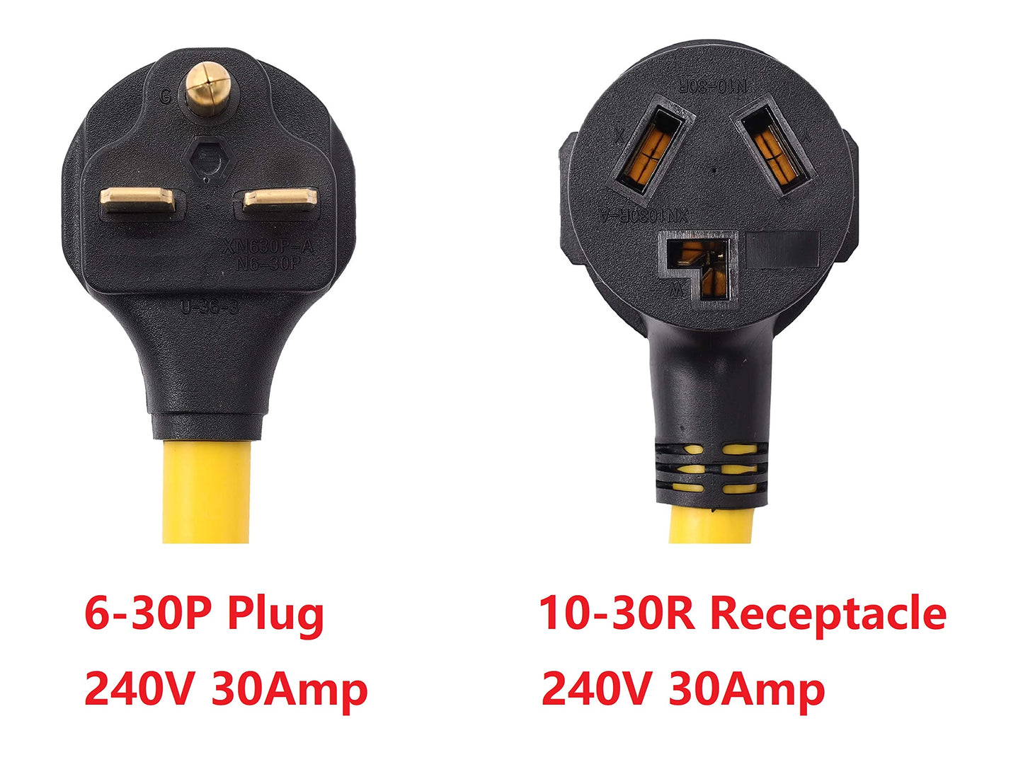 ONETAK NEMA 6-30P to 10-30R 240V 30 Amp 3 Prong Male Plug to 3 Prong Female Receptacle Dryer Power Cord Adapter