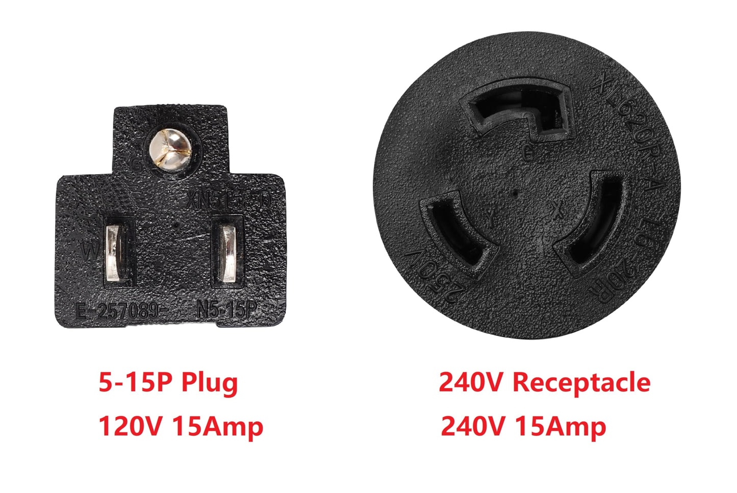 ONETAK NEMA 5-15P to L6-20R 120V 15 Amp 3 Prong Male Plug to Twist Lock 3 Prong Female Outlet Receptacle Generator Welder Dryer EV Charger Power Cord Adapter