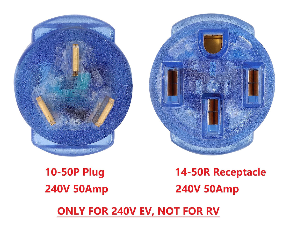 ONETAK NEMA 10-50P to 14-50R Compact 240V 50 Amp 3 Prong Dryer Male Plug to 4 Prong Generator Female Receptacle EV Charger Compatible with Tesla Power Cord Adapter