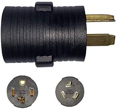 ONETAK NEMA 10-30P to 14-30R Compact 120V/240V 30 Amp 3 Prong Male Plug to 4 Prong Female Receptacle Camper Travel Trailer Car RV Generator Welder Dryer Power Cord Adapter Connector