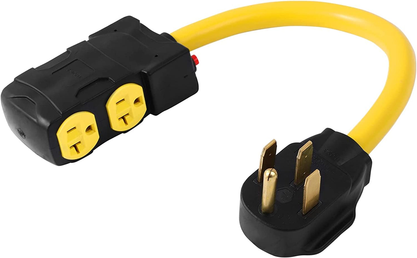 NEMA 14-50P to 4 Outlet Port 5-15R 5-20R 1.5 FT 10 AWG W/Current Protector 120/240V 50 Amp to 120V 20 Amp Home Appliance 4 Prong to 3 Prong Female Receptacle RV Generator Power Cord Adapter