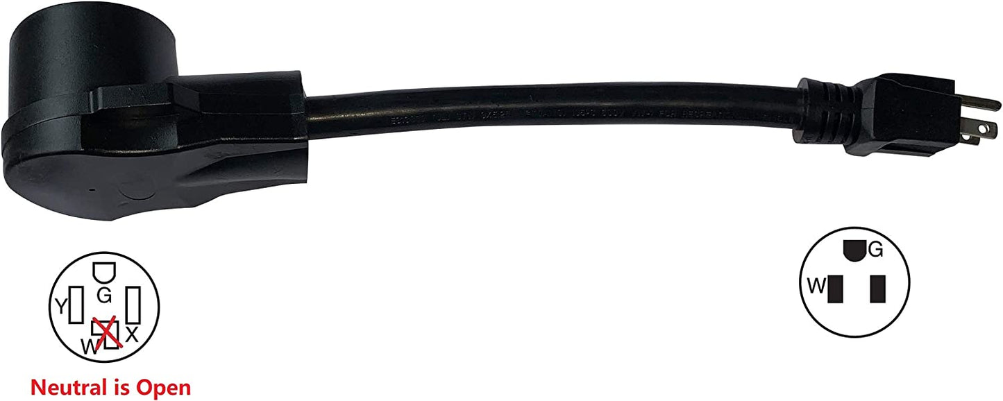 ONETAK NEMA 5-15P to 14-30R 120V 15 Amp 3 Prong Male Plug to 30 Amp 4 Prong Female Receptacle EV Charger Compatible Tesla Gen 2 Power Cord Adapter Connector