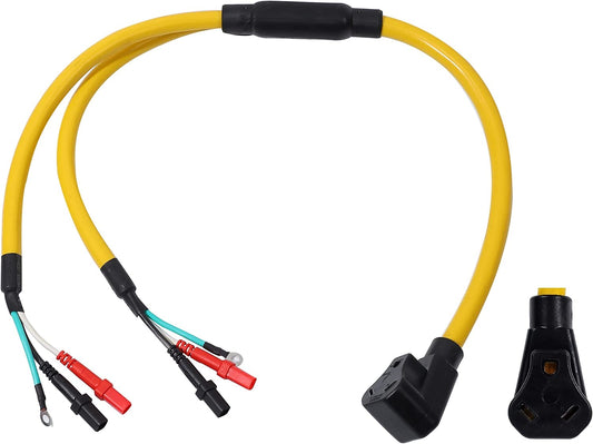 ONETAK Square Plug to TT-30R 3 Prong Female Receptacle Y Combiner 30Amp Generator Inverter Parallel Cord Cable Kit
