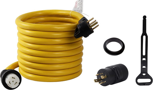 20FT 14-50P to SS2-50R 120V/240V 50 Amp Stow W/L14-30P to 14-50R Power Cord Adapter Combo Kit 4 Prong Male to 4 Prong Twist Lock Receptacle Generator RV Marine Shore Boat Power Extension Cord