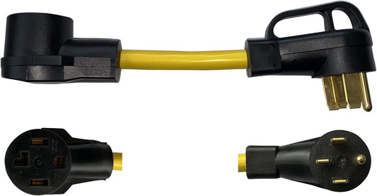 NEMA 14-50P to 14-30R 120V/240V 50 Amp 4 Prong Male Plug to 30 Amp 4 Prong Female Receptacle Welder Dryer Generator RV EV Charger Power Cord Adapter Connector Yellow Cable