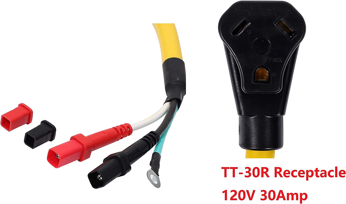 ONETAK Square Plug to TT-30R 3 Prong Female Receptacle Y Combiner 30Amp Generator Inverter Parallel Cord Cable Kit
