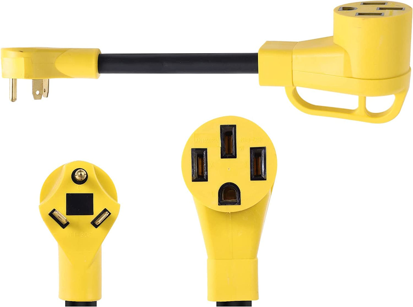 ONETAK NEMA TT-30P to 14-50R 120V 30 Amp 3 Prong RV Male Plug to 4 Prong Generator Female Receptacle EV Charger Compatible Tesla Gen 2 Power Cord Adapter