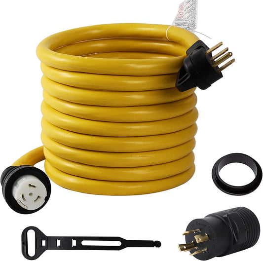 35FT 14-50P to SS2-50R 120V/240V 50 Amp Stow W/L14-30P to 14-50R Power Cord Adapter Combo Kit 4 Prong Male to 4 Prong Twist Lock Receptacle Generator RV Marine Shore Boat Power Extension Cord