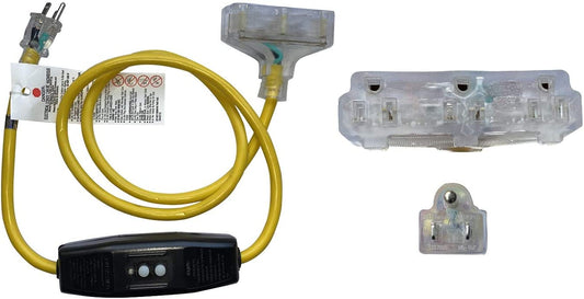 ONETAK NEMA 5-15P to 3 Outlet 5-15R 5FT 120V 15 Amp GFCI 3 Prong Male Plug to 3 Prong Female Receptacle Generator Home Appliance Power Cord Adapter Connector