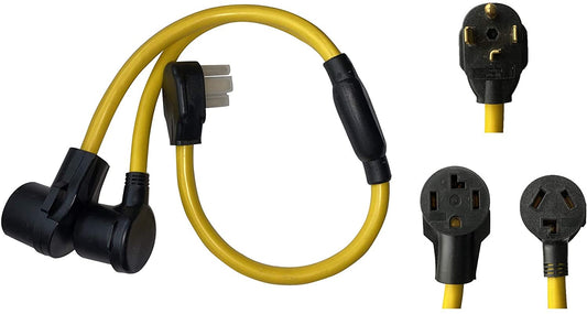 ONETAK NEMA 3 Feet 14-30P to 10-30R 14-30R Y Splitter 120V/240V 30 Amp 10 Awg 4 Prong Plug to 3 Prong 4 Prong Receptacle Welder RV Clothes Dryer EV PHEV Charger Power Cord Adapter
