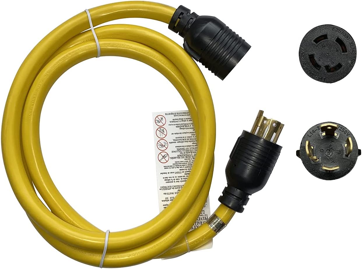 6 Feet 10 Gauge SJTW NEMA L14-30P to L14-30R 125/250V 30Amp 7500W Twist Lock 4 Prong Male Plug Female Receptacle Generator RV EV Dryer Welder Extension Cord