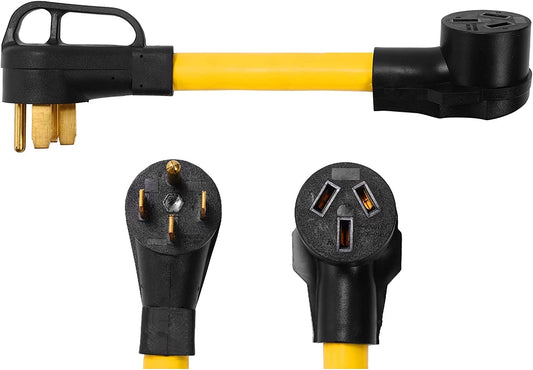 ONETAK NEMA 14-50P to 10-50R 120V/240V 50 Amp 4 Prong Male Plug to 3 Prong Female Receptacle Generator Welder Dryer Power Cord Adapter Connector