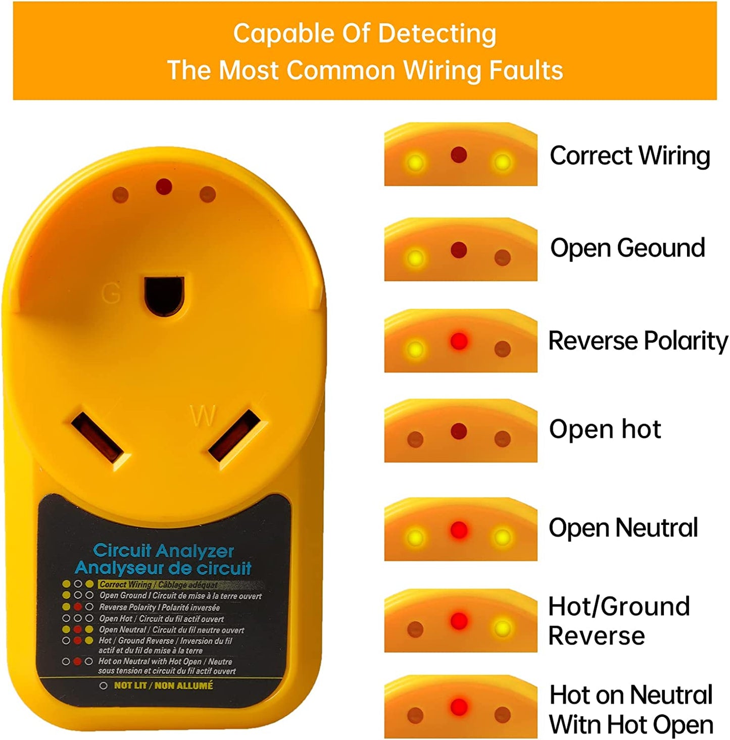 RV Surge Protector 30 Amp Circuit Analyzer with LED Indicator Light 30 Amp Male to 30 Amp Female for RV Trailer