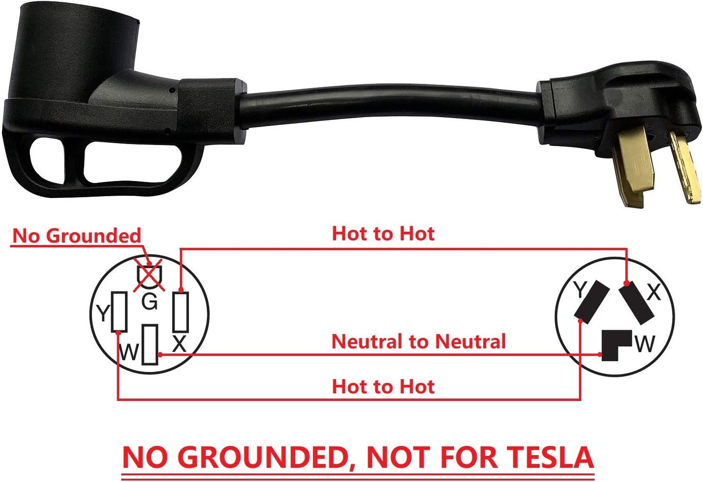 ONETAK NEMA 10-30P to 14-50R 120V/240V 30 Amp 3 Prong Male Plug to 50 Amp 4 Prong Female Receptacle Dryer Welder RV Power Cord Adapter Connector