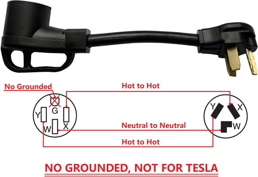ONETAK NEMA 10-30P to 14-50R 120V/240V 30 Amp 3 Prong Male Plug to 50 Amp 4 Prong Female Receptacle Dryer Welder RV Power Cord Adapter Connector