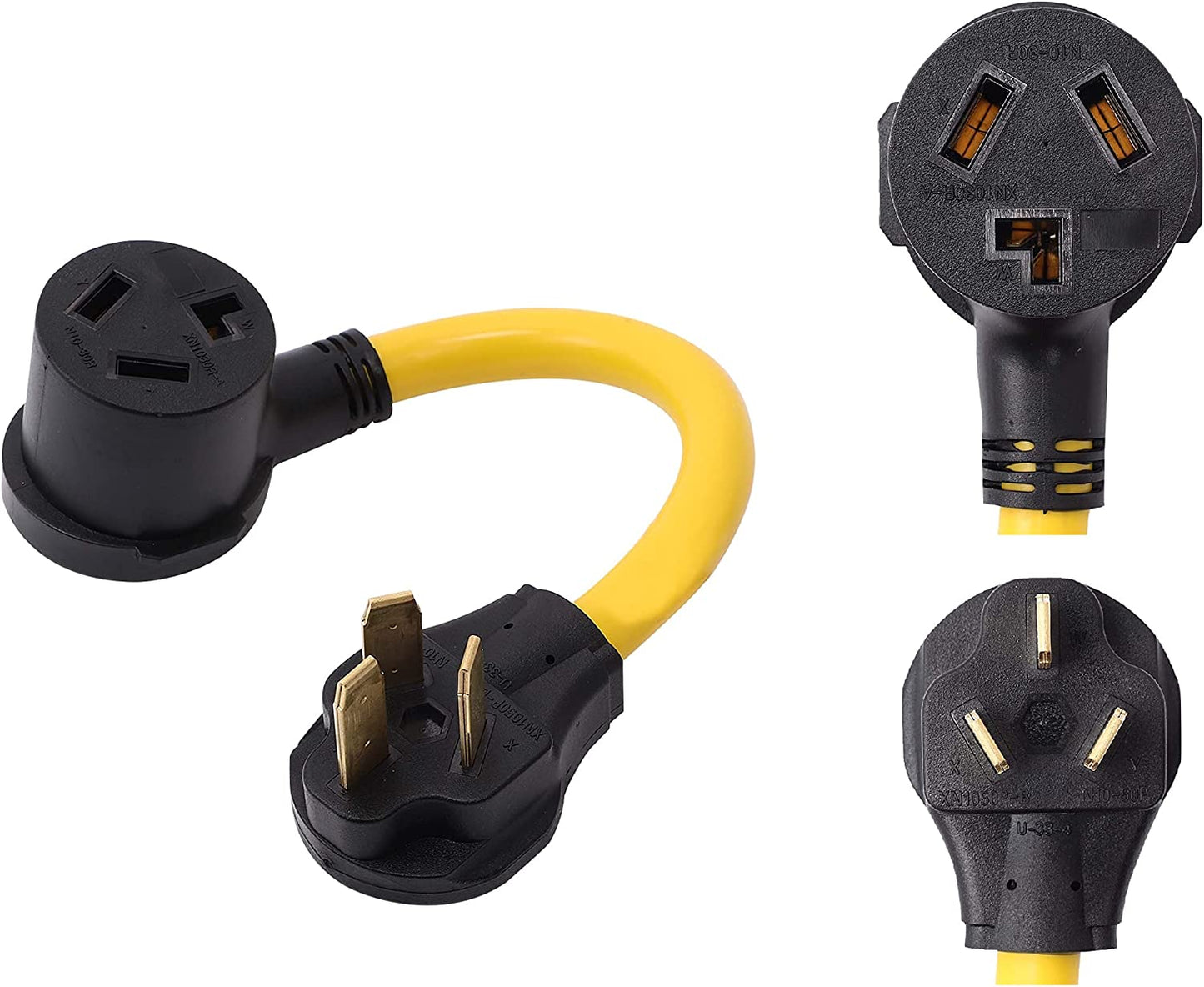 ONETAK NEMA 10-50P to 10-30R 120V/240V 30 Amp 3 Prong Male Plug to 3 Prong Female Receptacle Dryer Power Cord Adapter