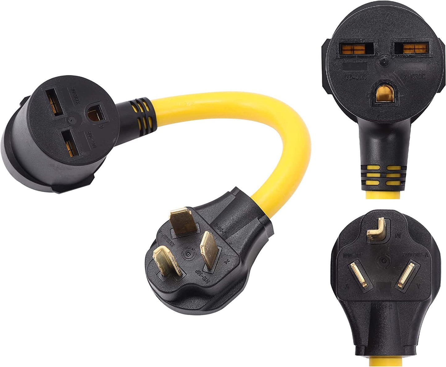 ONETAK NEMA 10-30P to 6-30R 240V 30 Amp 3 Prong Male Plug to 3 Prong Female Receptacle Dryer EV Charger Power Cord Adapter