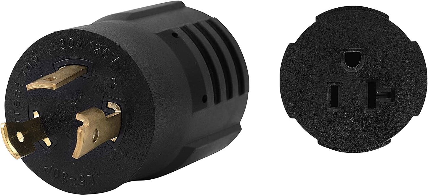 ONETAK NEMA L5-30P to 5-15R 5-20R Compact 120V 30 Amp Twist Lock 3 Prong Male Plug to 120V 20 Amp 3 Prong Female Receptacle Generator Welder Dryer EV Charger Power Cord Adapter Connector