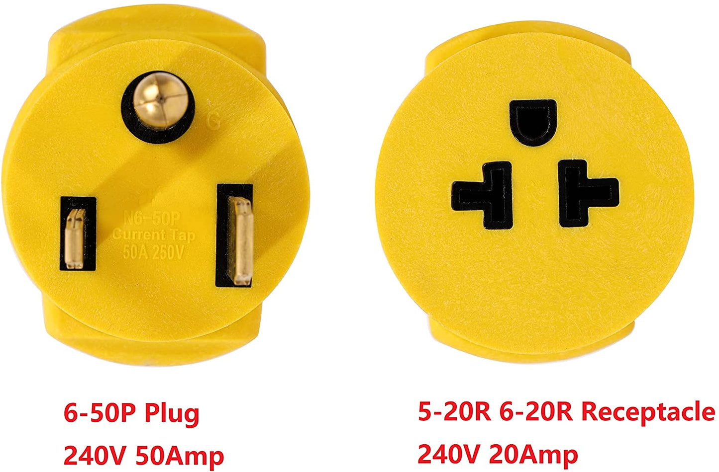 ONETAK NEMA 6-50P to 5-15R 5-20R 6-15R 6-20R Compact 240V 50 Amp 3 Prong Male Plug to 240V 15 Amp 20 Amp 3 Prong Female Receptacle Generator Welder Dryer EV Charger Power Cord Adapter Connector