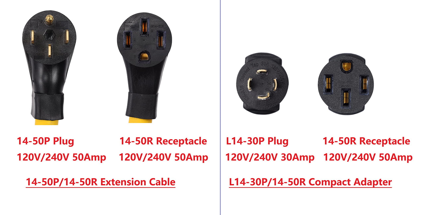 ONETAK 15FT NEMA 14-50 14-50P to 14-50R 120V/240V 50 Amp 4 Prong Dryer Extension Cord Welder Dryer EV Charger Generator Power Cord