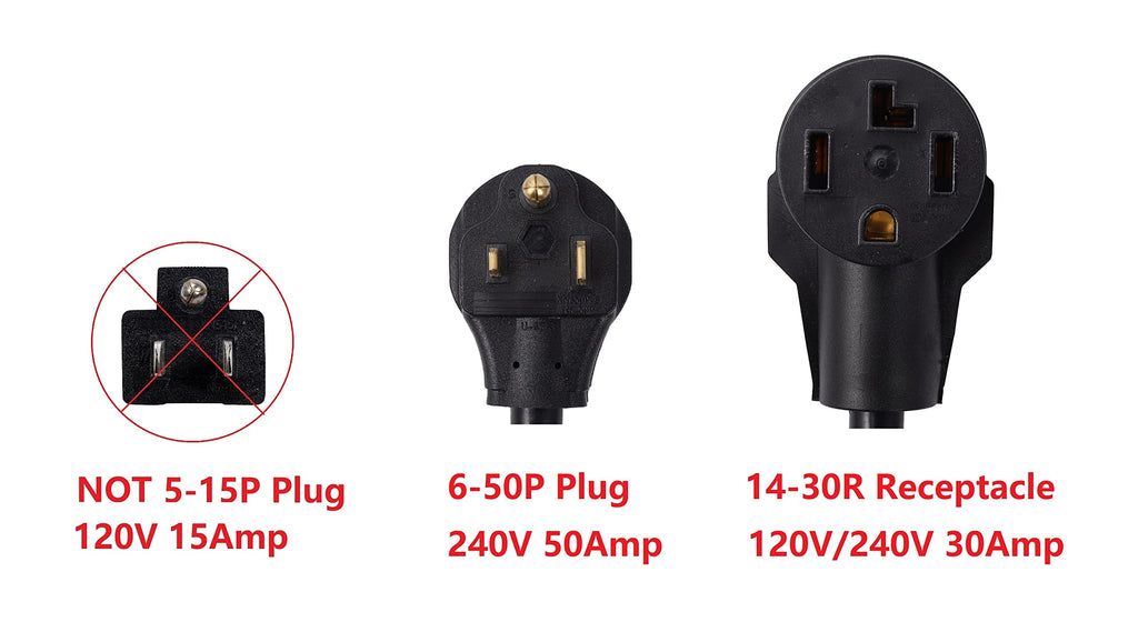 NEMA 10-50P To L14-30R 120V/240V 50 Amp 3 Prong