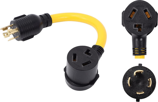 ONETAK NEMA L14-30P to 10-30R 240V 30 Amp 4 Prong Twist Lock Male Plug to 3 Prong Female Receptacle Generator Welder Dryer Power Cord Adapter Connector