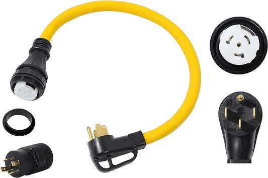 3FT 14-50P to SS2-50R 120V/240V 50 Amp 6/4 AWG Stow W/L14-30P to 14-50R Power Cord Adapter Combo Kit 4 Prong Male to 4 Prong Twist Lock Receptacle RV Generator Marine Shore Power Boat Extension Cord