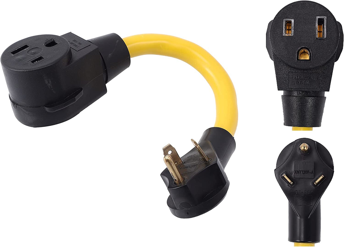 ONETAK NEMA TT-30P to 6-50R 120V 30 Amp 10 AWG 3 Prong Male Plug to 3 Prong Female Receptacle RV Welder Power Cord Adapter Connector