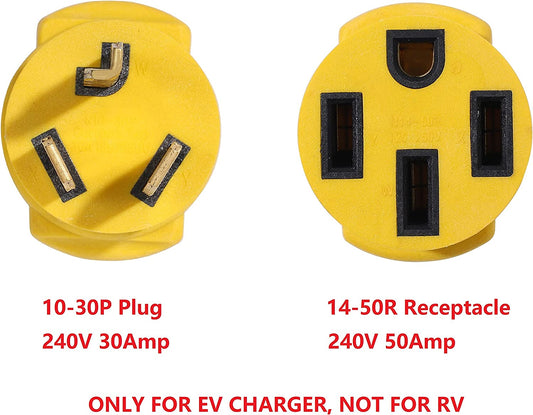 ONETAK NEMA 10-30P to 14-50R Compact 240V 30 Amp 3 Prong Dryer Male Plug to 4 Prong Generator Female Receptacle EV Charger Compatible Tesla Gen 2 Power Cord Adapter