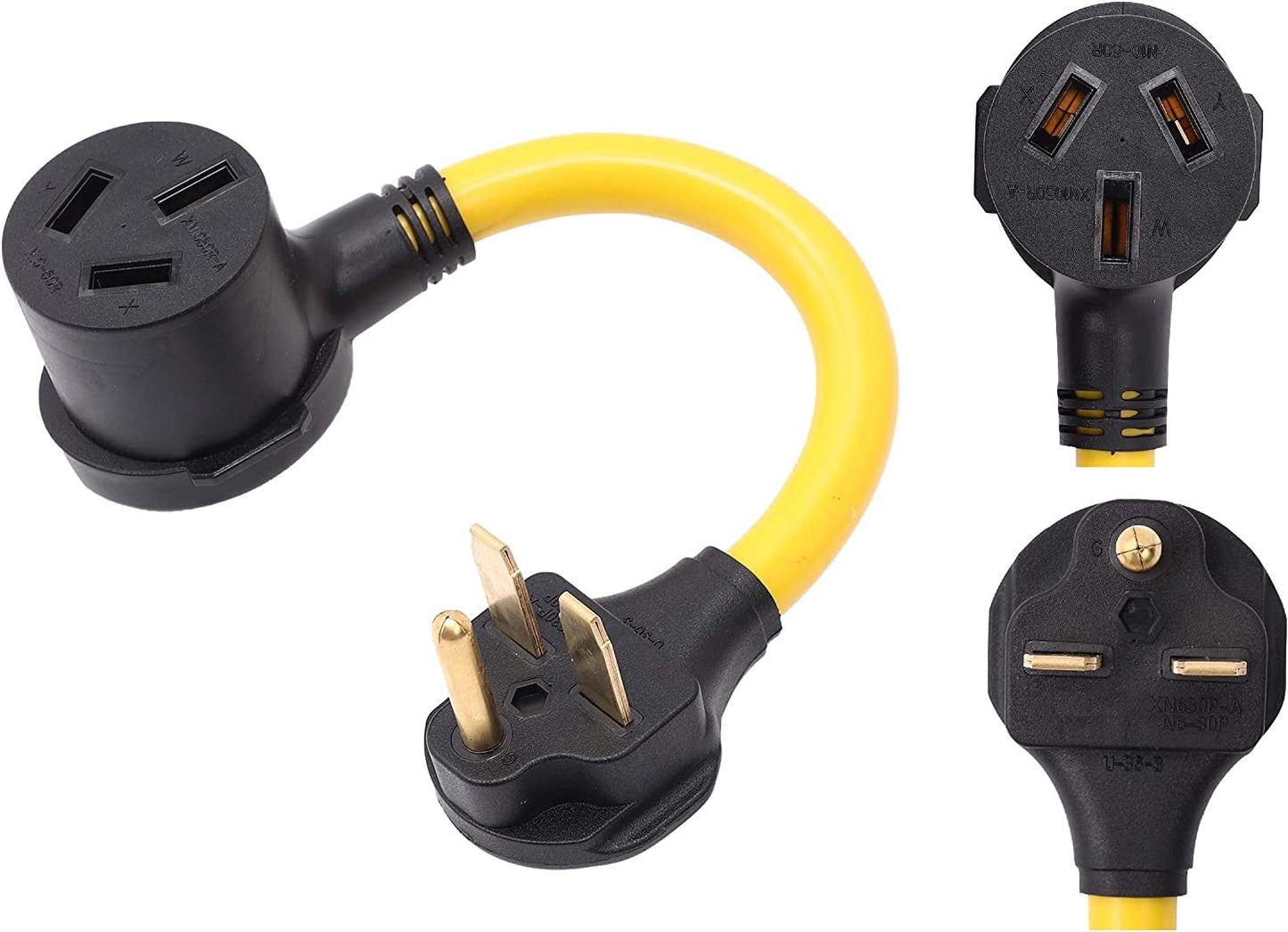 ONETAK NEMA 6-30P to 10-50R 240V 30 Amp 3 Prong Male Plug to 3 Prong Female Receptacle Dryer Power Cord Adapter