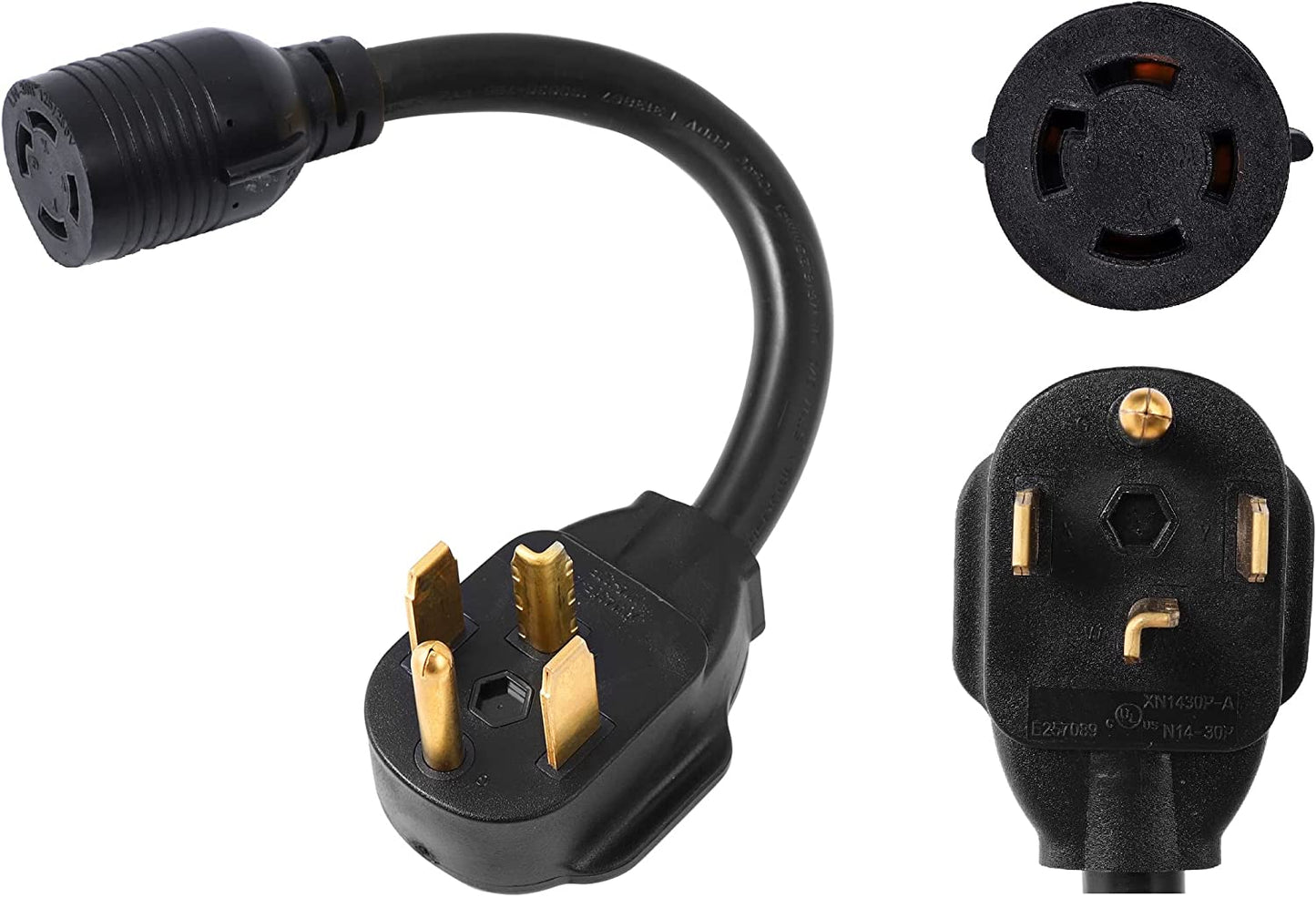 ONETAK NEMA 14-30P to L14-30R 120V/240V 30 Amp 4 Prong Male Plug to Twist Lock 4 Prong Female Receptacle Welder Welding Dryer EV Charger Power Cord Adapter Adaptor Connector Connecter