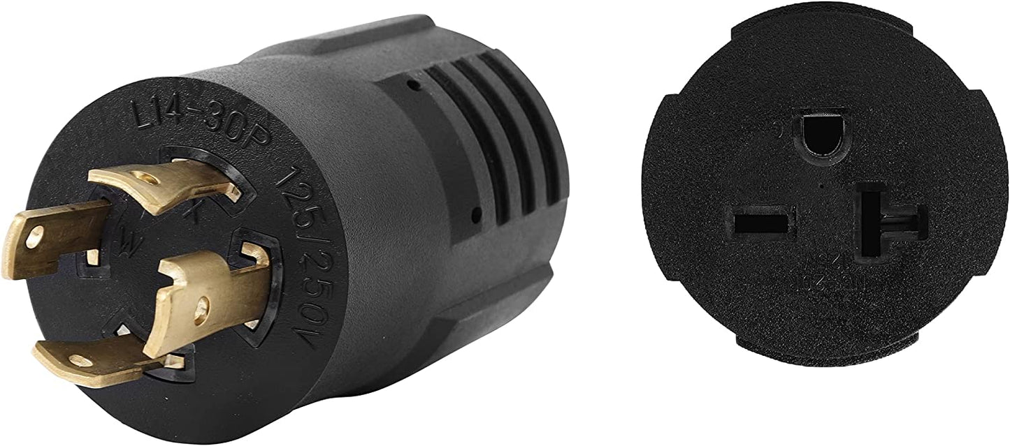 ONETAK NEMA L14-30P to 6-15R 6-20R Compact 240V 30 Amp Twist Lock 4 Prong Male Plug to 240V 20 Amp Twist Lock 3 Prong Female Receptacle Generator Welder Dryer EV Charger Power Cord Adapter Connector