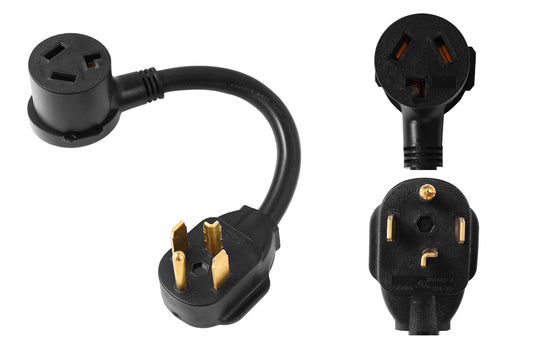 ONETAK NEMA 14-30P to 10-30R 120V/240V 30 Amp 10 AWG 4 Prong Male Plug to 3 Prong Female Outlet Receptacle Welder Clothes Dryer Power Cord Adapter