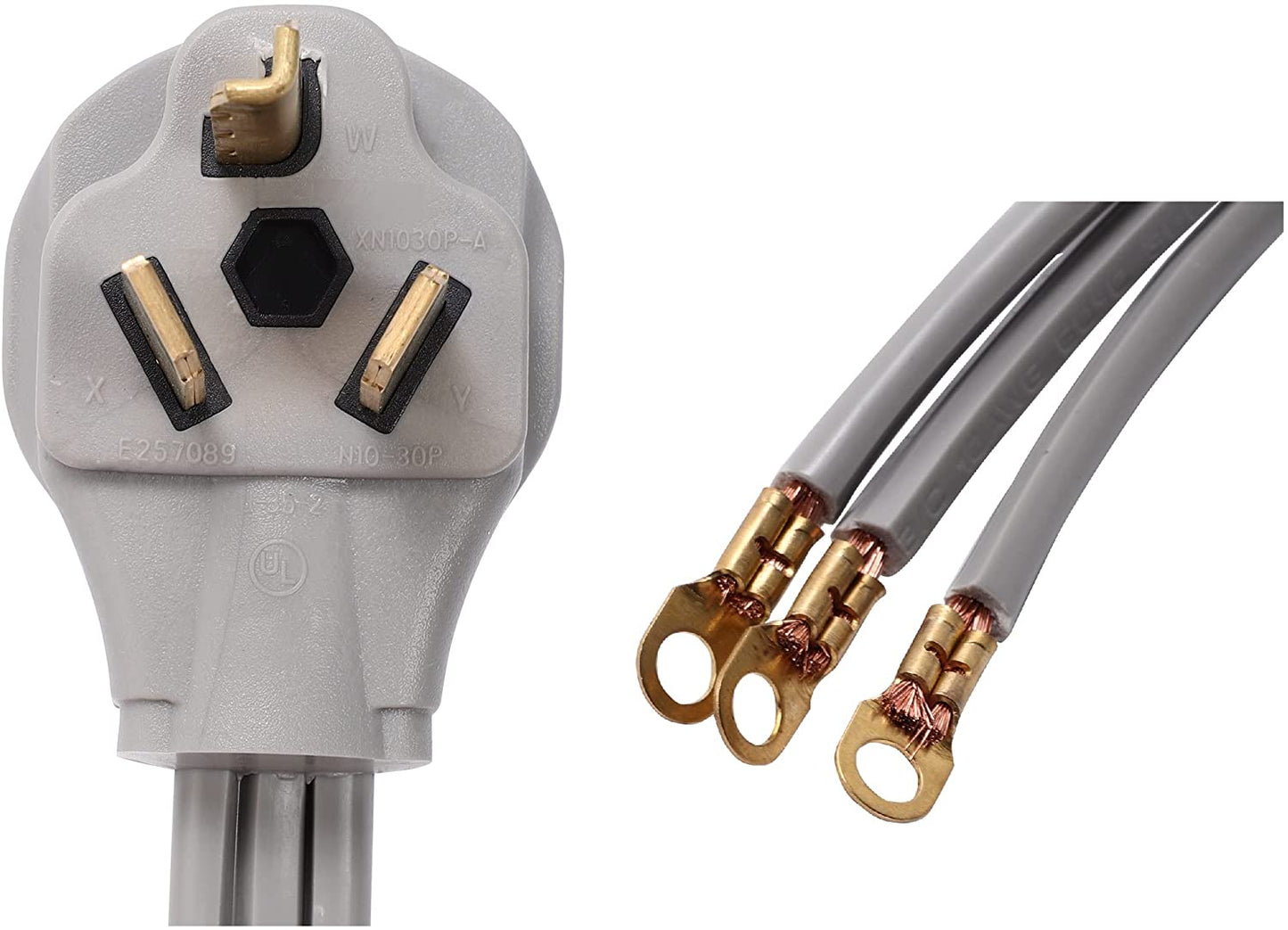 10-30 10-30P 10 Feet 3 Prong Dryer Cable Cord 10 AWG 120V/240V 30 Amp Dryer Cord