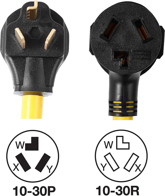 NEMA 10-30P to 2 Outlet 10-30R Y Splitter STW 3 Feet 120V/240V 30 Amp Welder Welding Dryer Power Cord Adapter Adaptor Connector Connecter