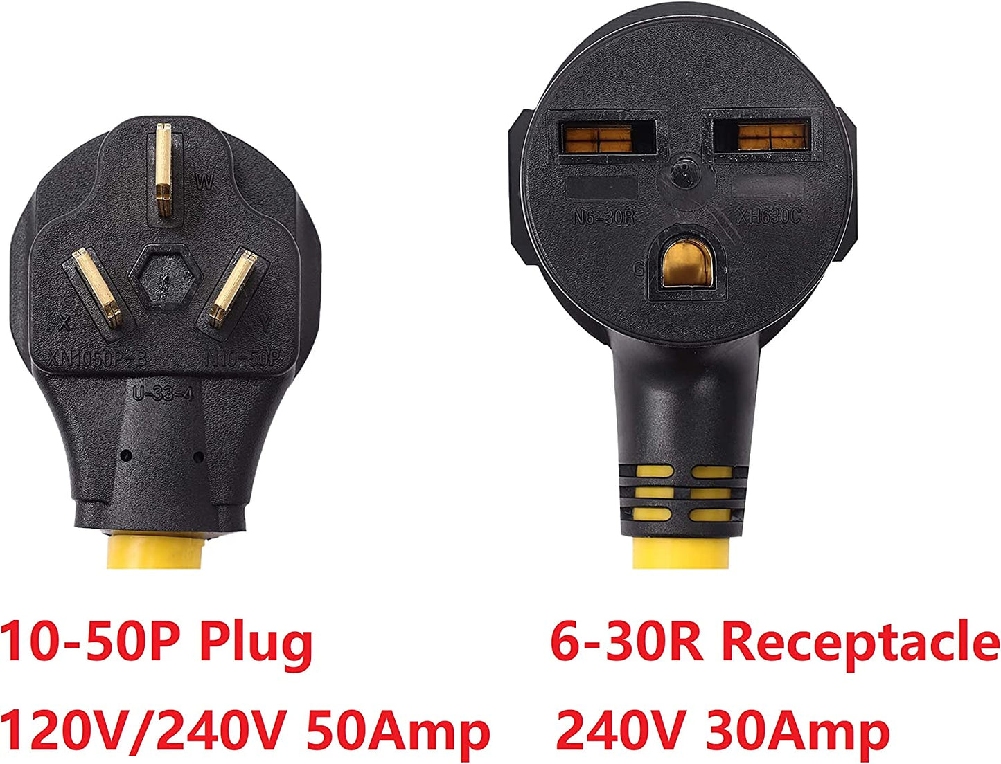 ONETAK NEMA 10-50P to 6-30R 240V 30 Amp 3 Prong Male Plug to 3 Prong Female Receptacle Dryer EV Charger Power Cord Adapter