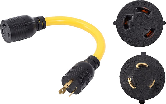 NEMA L6-20P to L6-30R 240V 20 Amp Twist Lock 3 Prong Male Plug to Twist Lock 3 Prong Female Outlet Receptacle Generator Welder Dryer EV Charger Power Cord Adapter