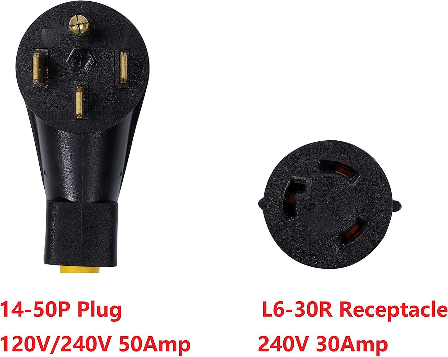 ONETAK NEMA 14-50P to L6-30R 240V 30 Amp 4 Prong Male Plug to Twist Lock 3 Prong Female Receptacle Generator Welder Dryer EV Charger Power Cord Adapter Connector