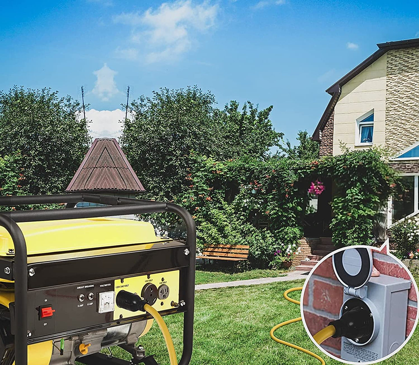 100 Feet 10AWG SJTW L14-30P to L14-30R 125/250V 30Amp Twist Lock 4 Prong Male Plug Female Receptacle Generator RV EV Dryer Welder Extension Cord with L14-30P to 5-15R 5-20R Adapter Cable Organizer