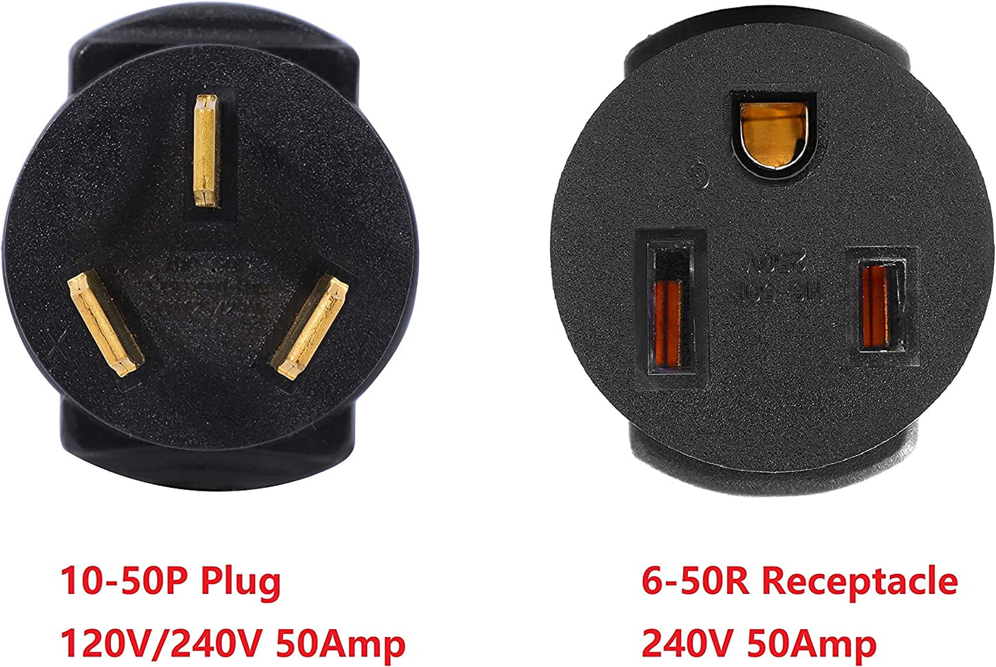 ONETAK NEMA 10-50P to 6-50R Compact 240V 50 Amp Welder Welding Power Cord Adapter Adaptor Connector Connecter