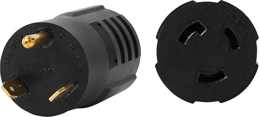 ONETAK NEMA TT-30P to L5-30R Compact 120V 30 Amp 3 Prong Male Plug to 120V 30 Amp Twist Lock 3 Prong Female Receptacle Generator Welder Dryer EV Charger Power Cord Adapter Connector