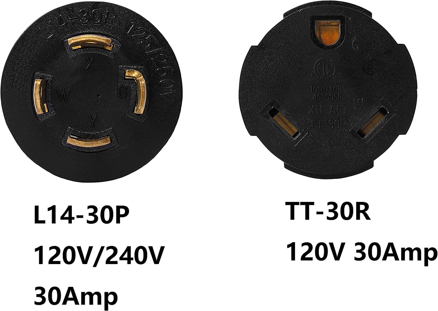 ONETAK NEMA L14-30P to TT-30R Compact Twist Lock 120V/240V to 120V 30 Amp 4 Prong Male Plug to 3 Prong Female Receptacle RV Generator Welder Power Cord Adapter Connector