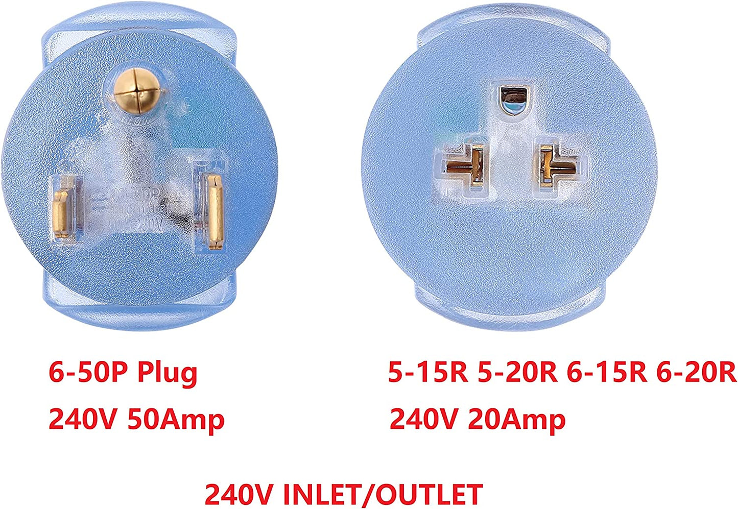 ONETAK NEMA 6-50P to 5-15R 5-20R 6-15R 6-20R Compact 240V 50 Amp 3 Prong Male Plug to 240V 15 Amp 20 Amp 3 Prong Female Receptacle Generator Welder Dryer EV Charger Power Cord Adapter Connector