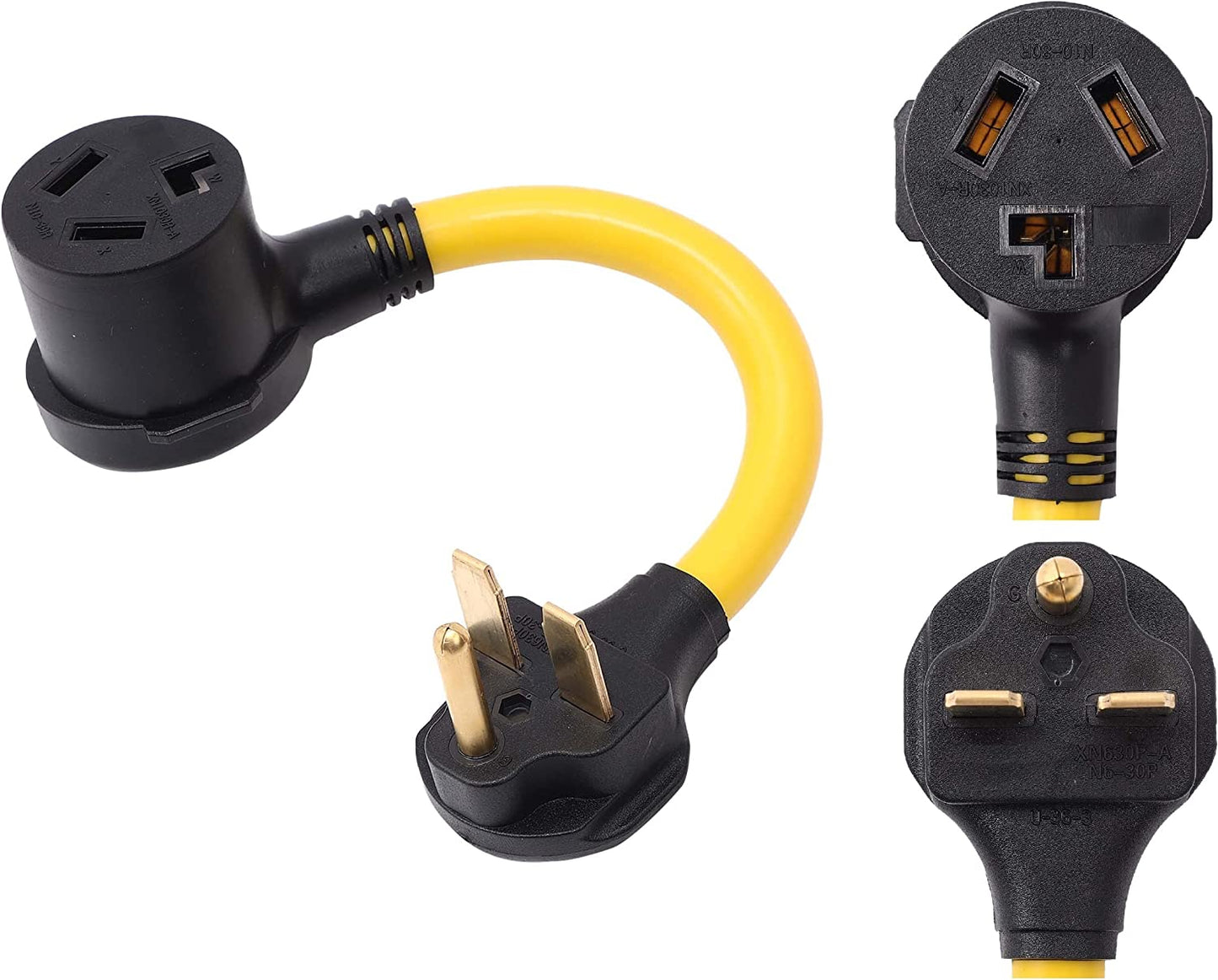 ONETAK NEMA 6-30P to 10-30R 240V 30 Amp 3 Prong Male Plug to 3 Prong Female Receptacle Dryer Power Cord Adapter