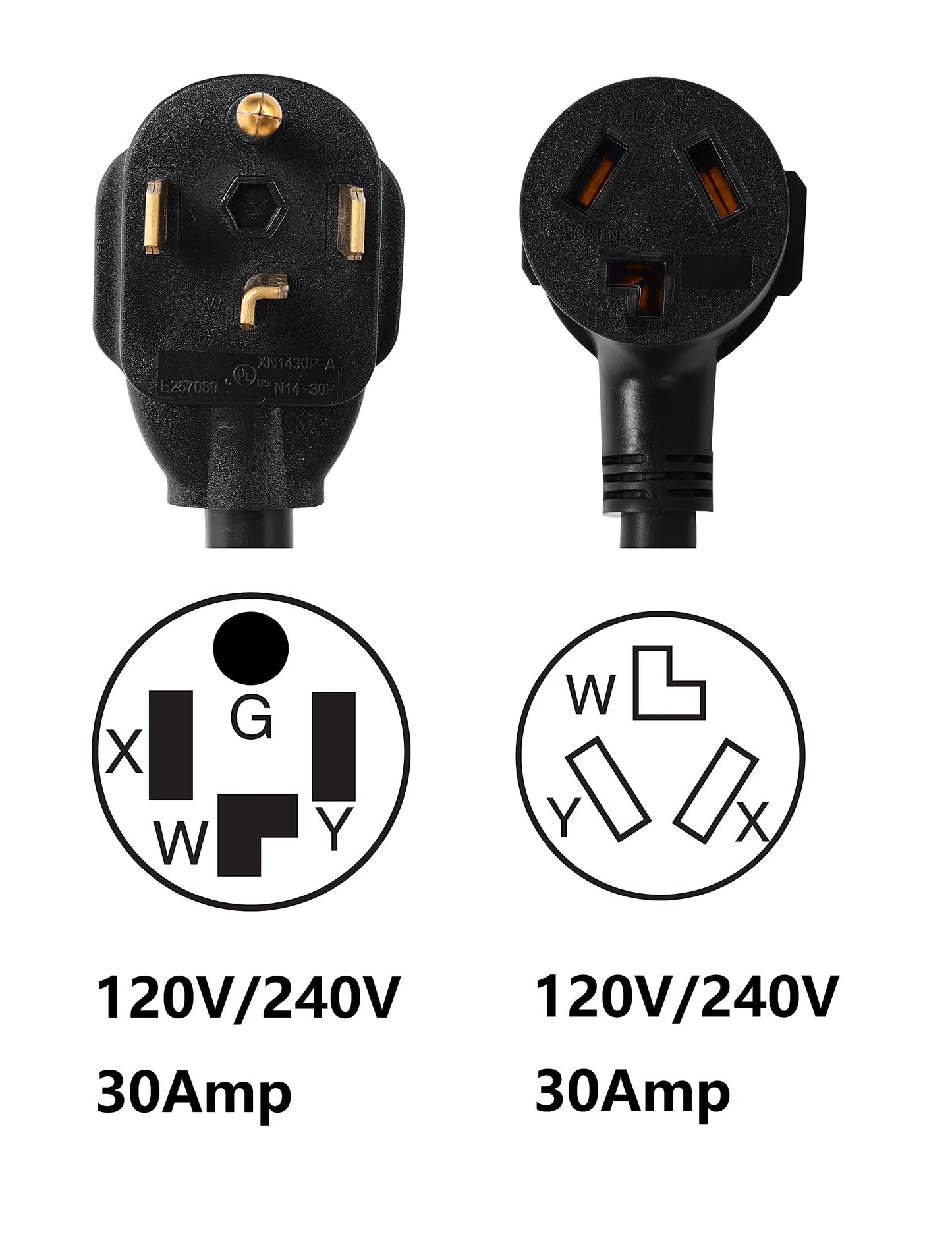 ONETAK NEMA 14-30P to 10-30R 120V/240V 30 Amp 10 AWG 4 Prong Male Plug to 3 Prong Female Outlet Receptacle Welder Clothes Dryer Power Cord Adapter