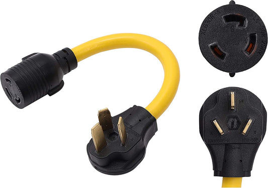 ONETAK NEMA 10-50P to L6-30R 240V 30 Amp 3 Prong Male Plug to 3 Prong Twist Lock Female Receptacle Dryer Welder Power Cord Adapter