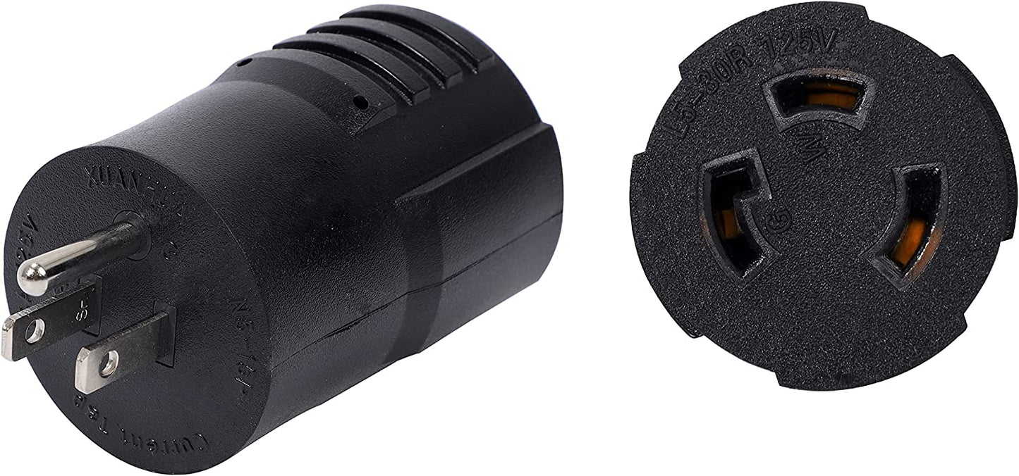 ONETAK NEMA 5-15P to L5-30R Compact 120V 15 Amp 3 Prong Male Plug to 120V 30 Amp Twist Lock 3 Prong Female Receptacle Generator Welder Dryer EV Charger Power Cord Adapter Connector